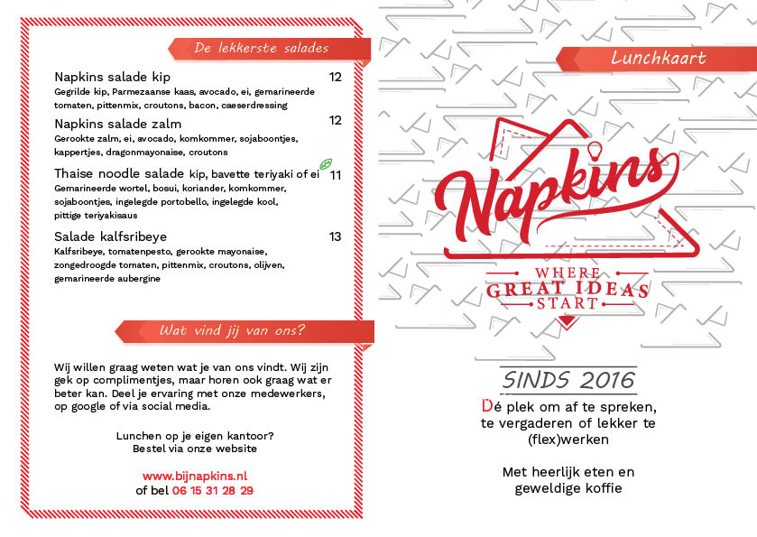 menu kaart Napkins Woerden